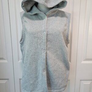 Light Gray Hooded Button-Front Lightweight Sleeveless Tank Top sz L EUC Athletic